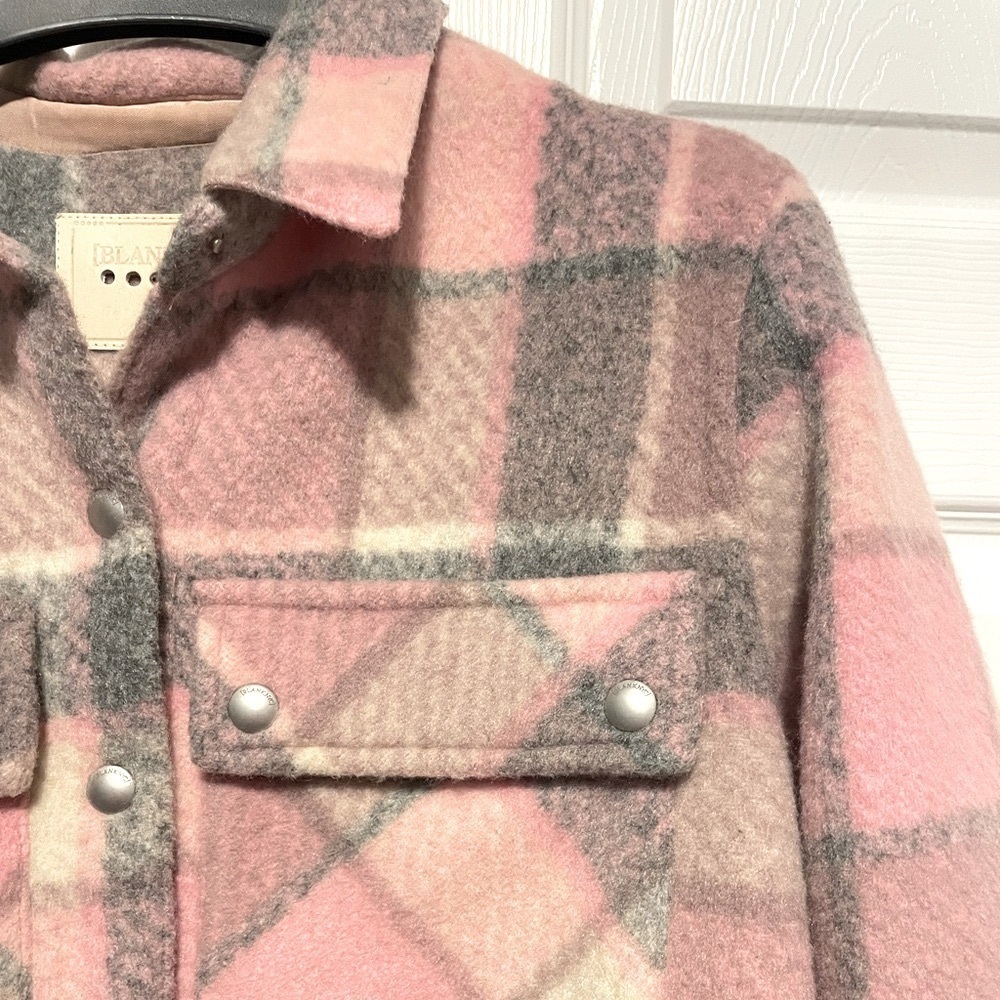 Blank NYC Plaid Sherpa Wool Coat Women's Small Fleece Jacket - Picture 5 of 14